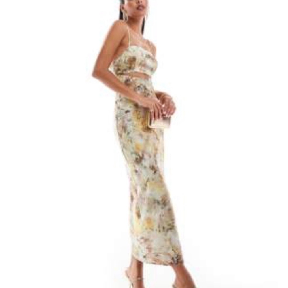 ASOS Strapless Watercolor Dress - Multicolor